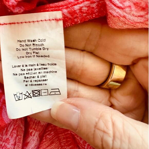 Lush Red & Pink Scoop Neck Open Tie Back Floral Print Boho Midi Sun dress S - Picture 9 of 13